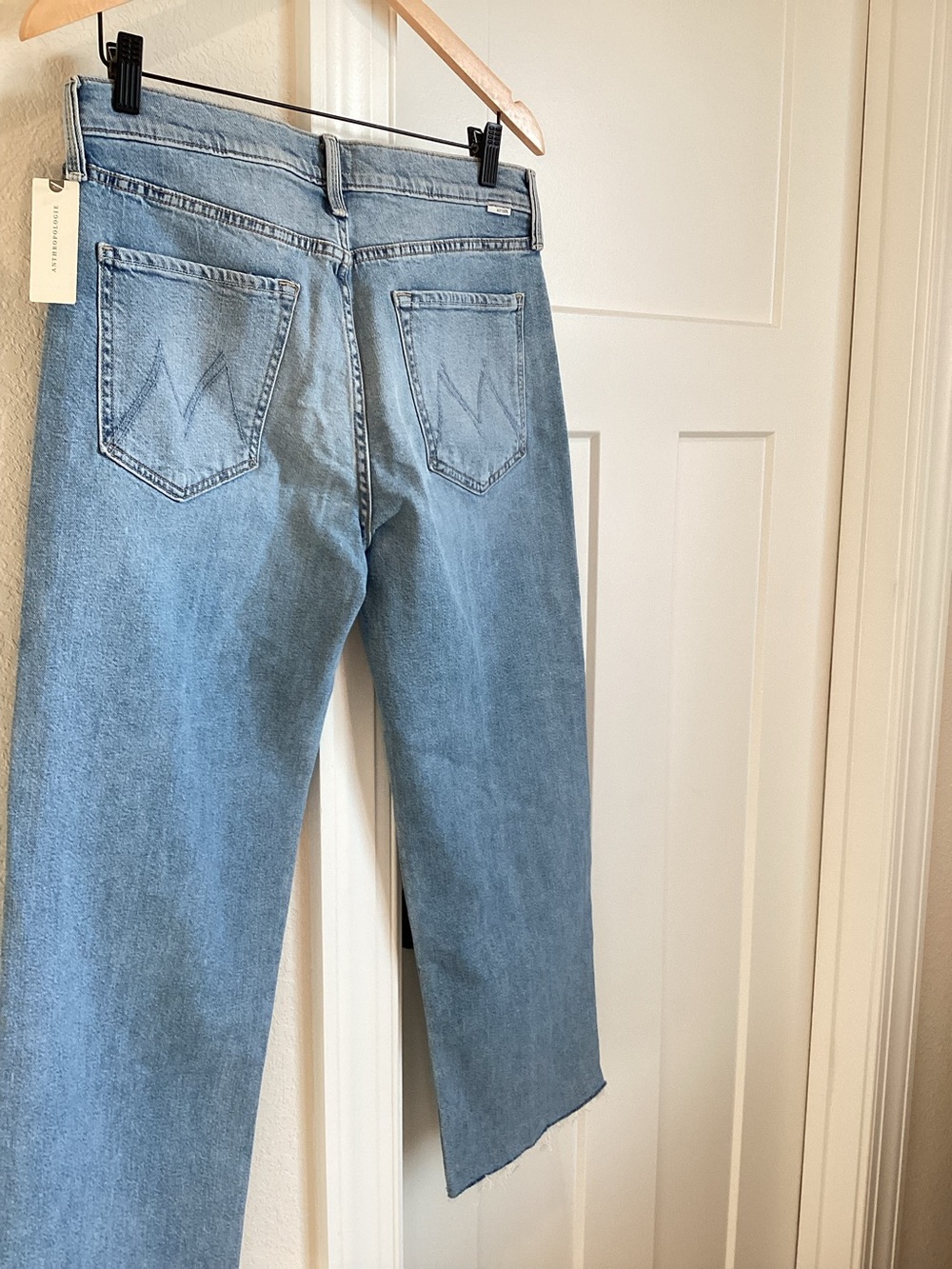 MOTHER Rambler Mid Rise Ankle Fray Jeans Zip New 30 Comeback Kid Light Blue - Picture 9 of 14